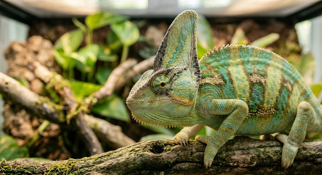 Présentation du caméléon casqué